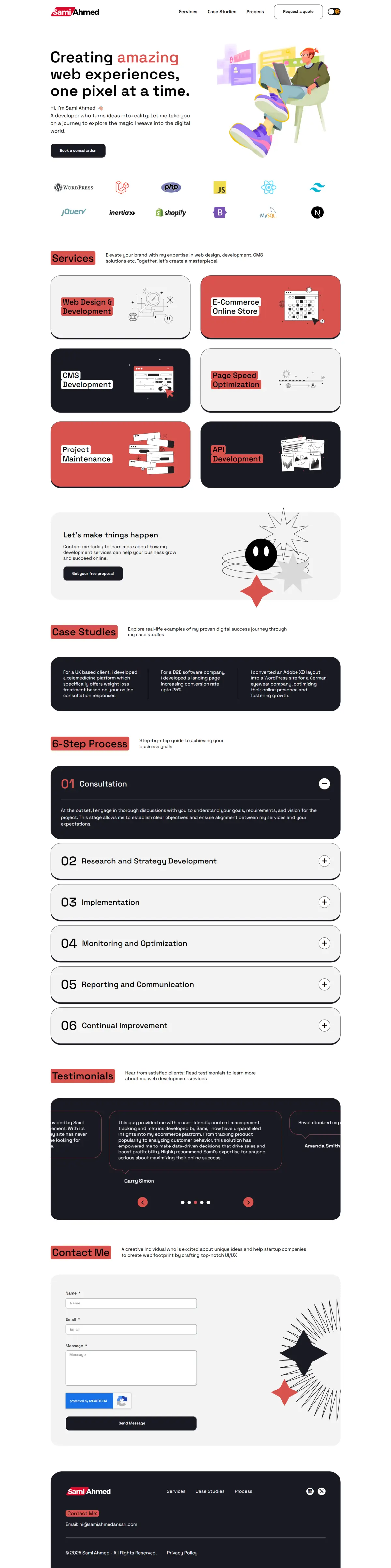 Full-page screenshot of the previous WordPress version of samiahmedansari.com